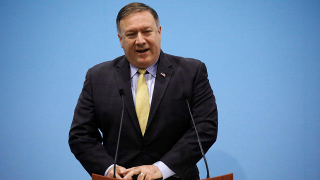 U.S. Secretary of State Mike Pompeo speaks during a news conference at the ASEAN Foreign Ministers' Meeting in Singapore 