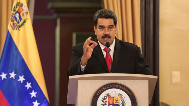 Venezuela's President Maduro speaks during a meeting with government officials the Miraflores Palace in Caracas 