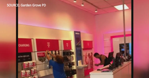 Video of three men, possibly two teens and an adult, robbing a T-Mobile store in Garden Grove, Aug. 13, 2018 (SOURCE: Garden Grove Police Dept.) 