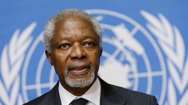 FILE PHOTO -  U.N.-Arab League mediator Annan addresses a news conference in Geneva 
