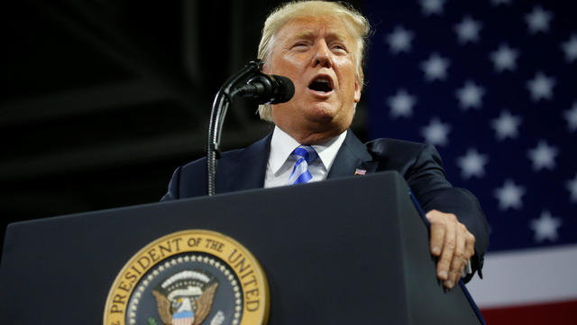 U.S. President Donald Trump speaks at a Make America Great Again rally at the Civic Center in Charleston 