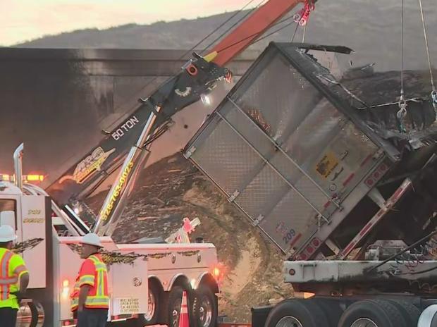 Hit-And-Run Collision Sends Fruit Truck Careening Off San Bernardino Bridge, Sparks Fiery Crash Below 