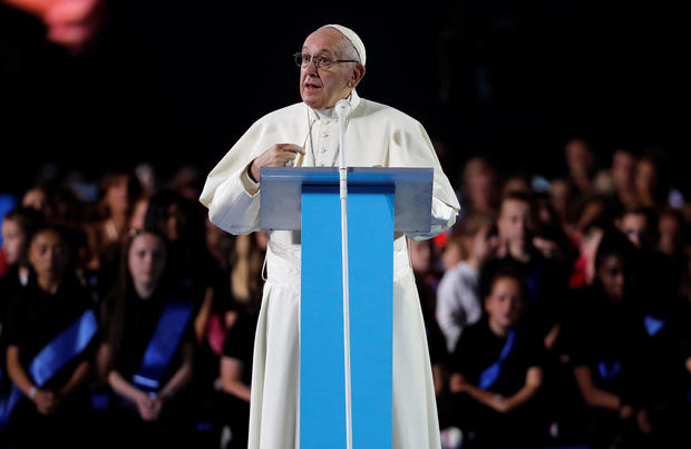 Pope Francis speaks during the Festival of Families at Croke Park during his visit to Dublin 