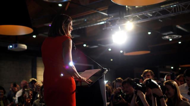 McSally greets her supporters on election night after winning the Republican primary for the open U.S. Senate seat in Tempe 