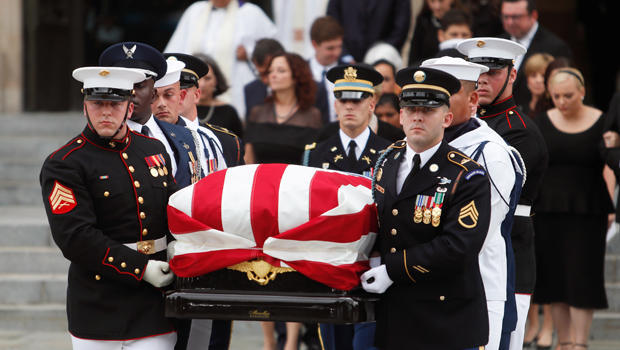 An Honor Guard carries the casket of the late Senator John McCain from the Washington National Cathedral in Washington 