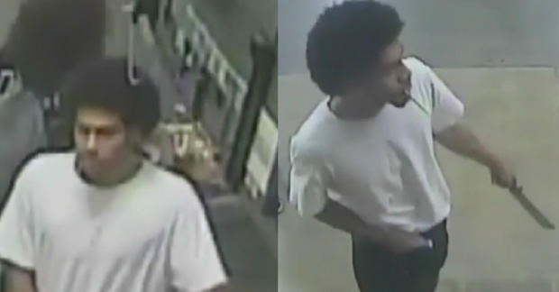 Police are trying to figure out if the suspect in a machete attack at a Victorville Food-4-Less in March is the same person who attacked a woman and a girl with a similar weapon just weeks ago. 
