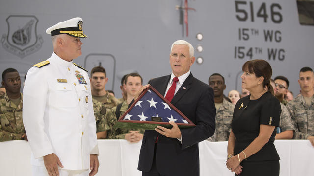 VP Pence Attends Repatriation Ceremony For Remains Of Possible Korean War Soldiers 