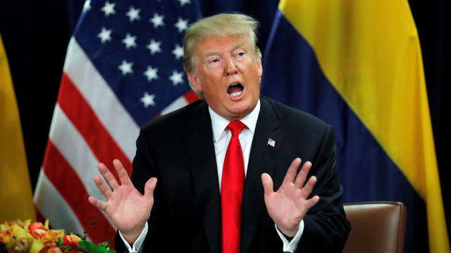 President Trump speaks to reporters during a bilateral meeting with Colombia's President Ivan Duque on the sidelines of the 73rd session of the United Nations General Assembly in New York Sept. 25, 2018. 