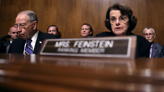Senate Judiciary Committee ranking members Sen. Dianne Feinstein (D-CA) (R) and Chairman Charles Grassley (R-IA) question Judge Brett Kavanaugh during his Supreme Court confirmation hearing on Capitol Hill in Washington 
