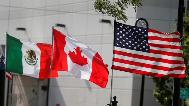 Flags of the U.S., Canada and Mexico 