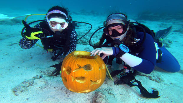 Underwater Pumpkin Carving 