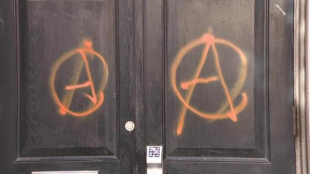 Vandals spray painted door NYC 
