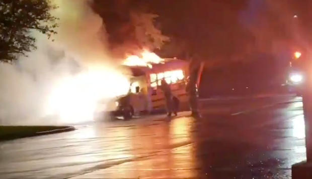 School bus fire in Irving 