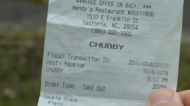 Wendy's "Chubby" receipt 