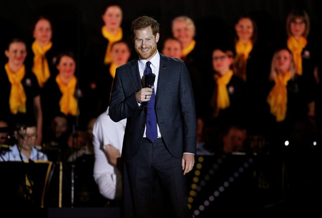 Britain's Prince Harry speaks during the opening ceremony of the Invictus Games at the Sydney Opera House, Sydney