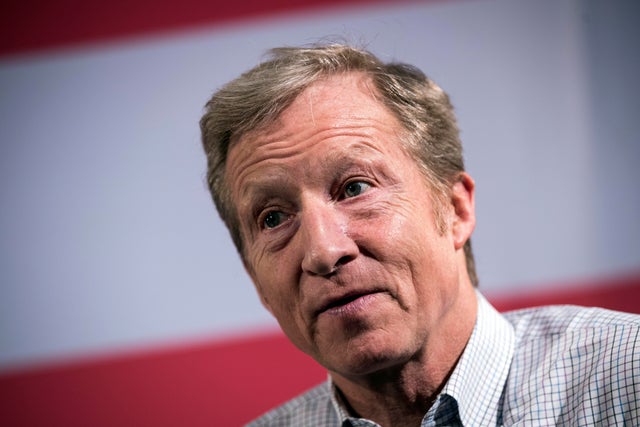 Hedge fund billionaire and Democratic fundraiser Tom Steyer speaks during a town hall event at the DoubleTree Suites by Hilton hotel in Times Square Jan. 29, 2018, in New York City. 