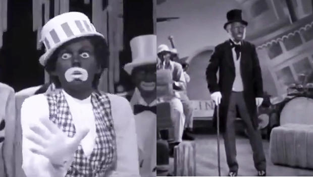 Judy Garland (left) and Bing Crosby performing in blackface. (SOURCE: CBS News) 