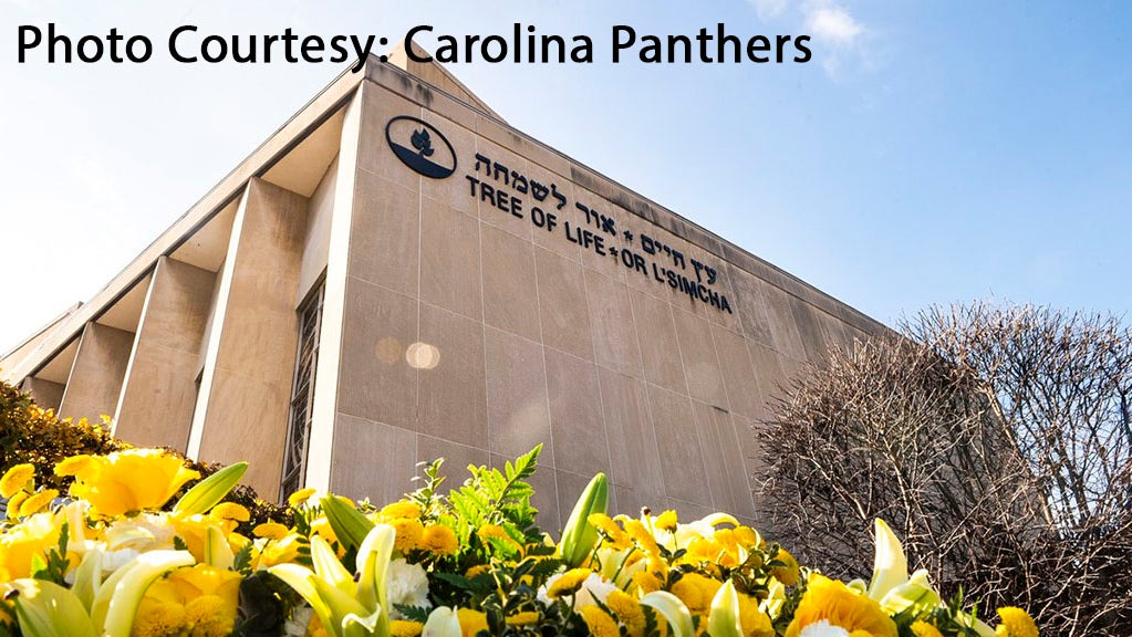 Carolina Panther  Synagogue flowers 
