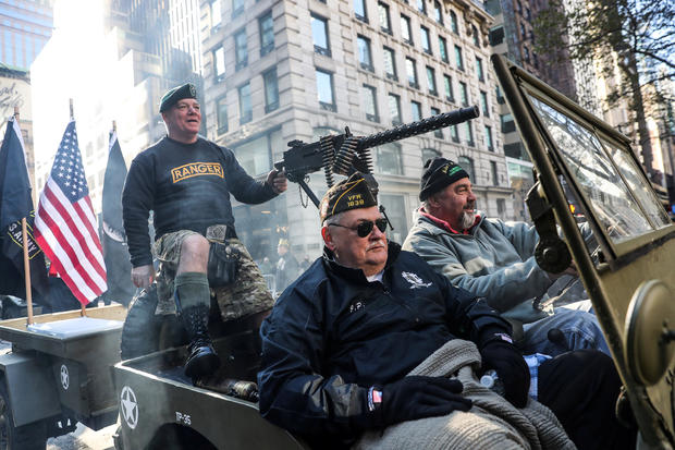 People attend the Veterans Day parade in New York City 