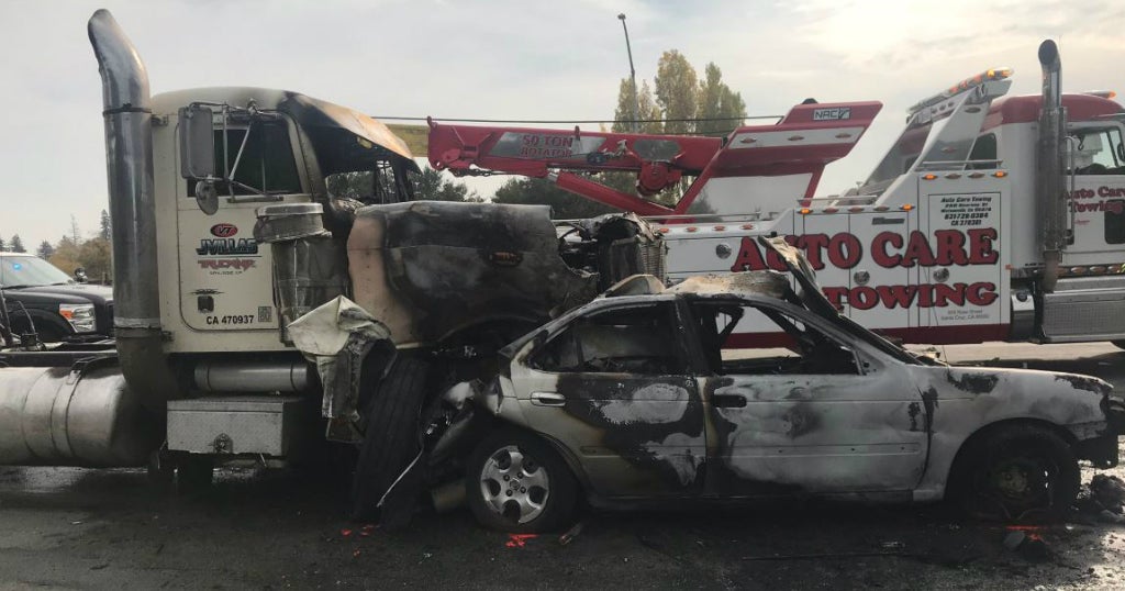 9 Hurt In Fiery Crash Involving Big Rig, Multiple Vehicles On Highway 1