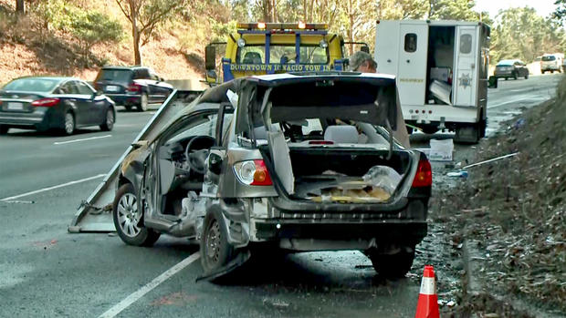A Toyota Crashed Into a CHP SUV on Highway 101 in Marin County Nov. 24 
