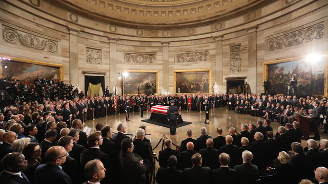Congressional Leaders Host Arrival Ceremony  At Capitol For Late President George H.W. Bush 