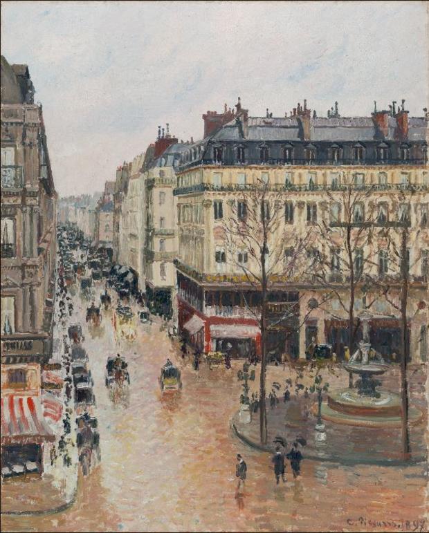 Camille Pissarro's Rue Saint-Honore: Afternoon, Rain Effect 