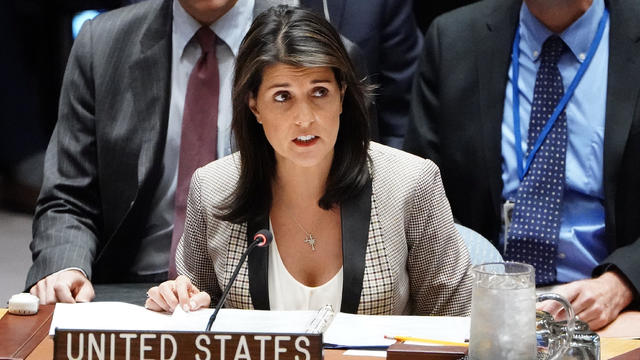 US Ambassador to the United Nations Haley speaks at UN HQ in New York City 