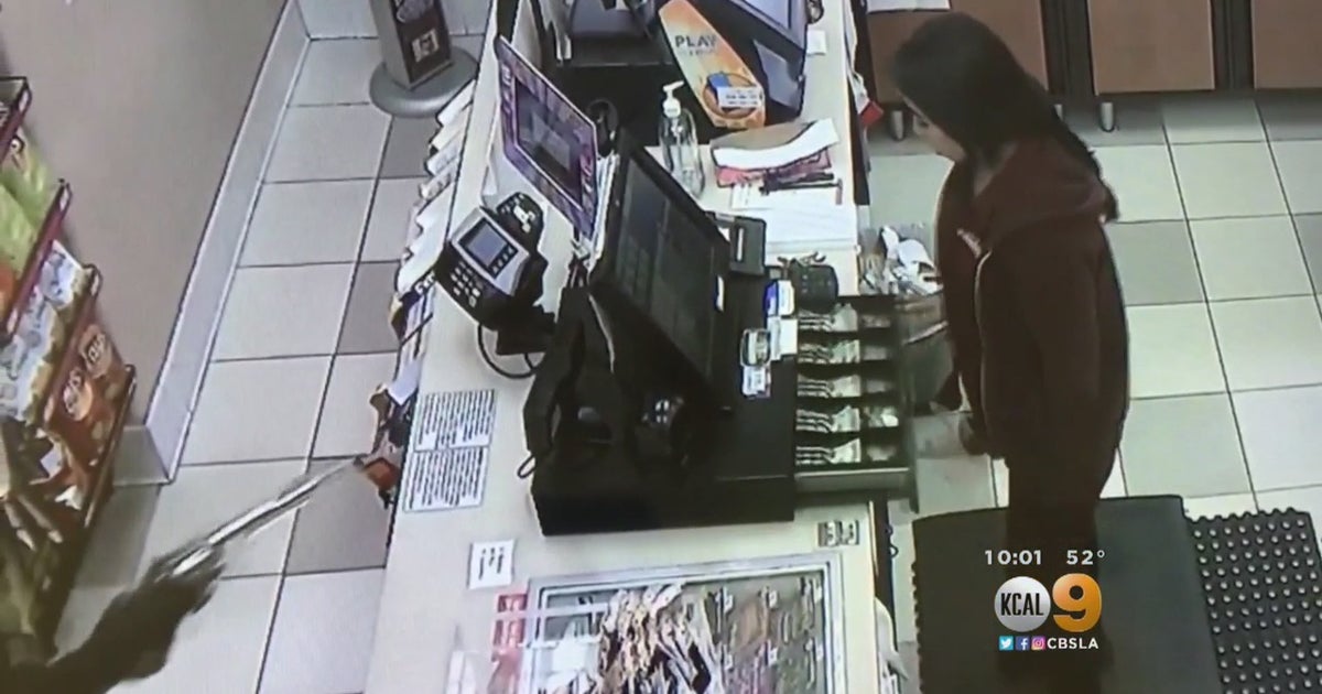 Gas Station Stick-Up Caught On Camera - CBS Los Angeles