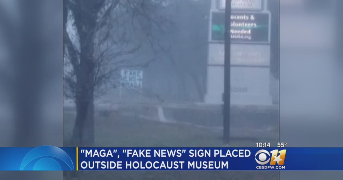 Texas Holocaust Museum Targeted With 'Fake News' And 'MAGA' Signs - CBS News