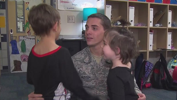 Air Force Staff Sergeant surprises kids 