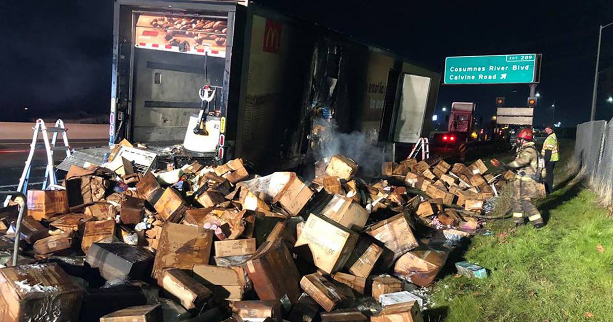 McDonald's Big Rig Catches Fire On Highway 99 - CBS Sacramento