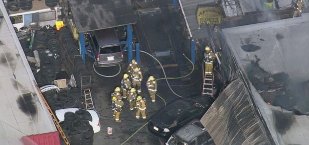 Flames Engulf North Hollywood Auto Shop 