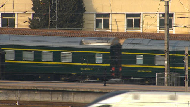 Train believed to be carrying North Korean leader Kim Jong Un leaves Beijing Railway Station in Beijing 