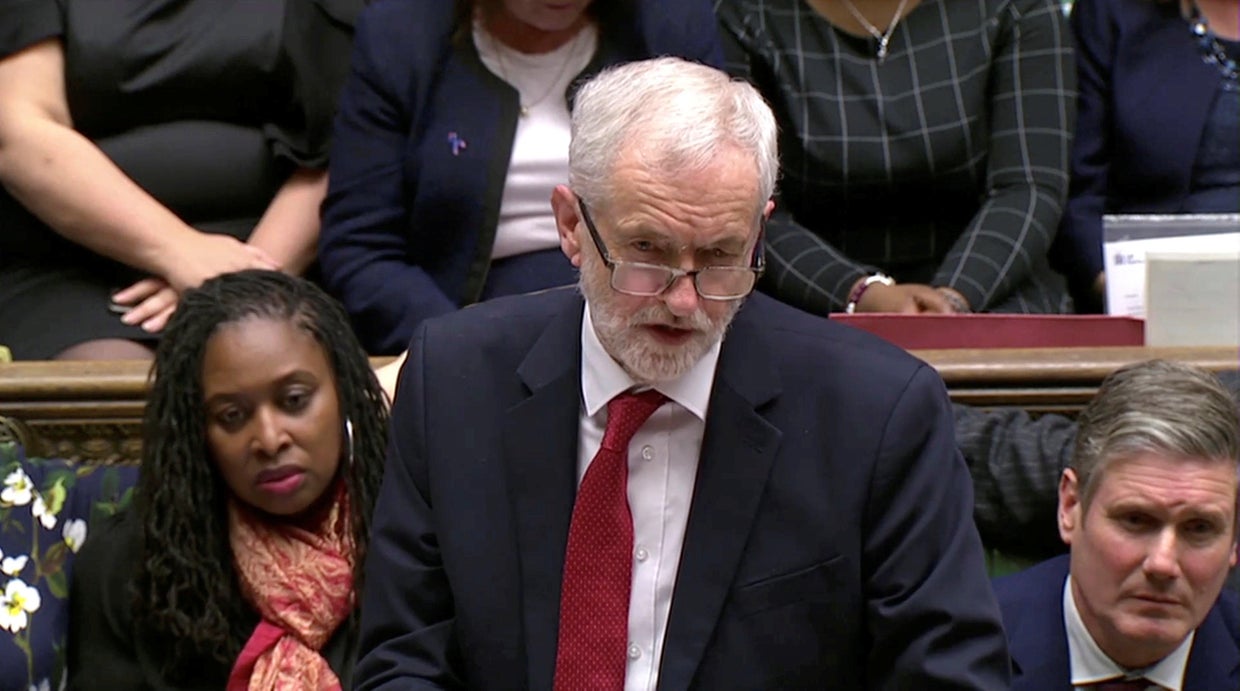 Labour party leader Jeremy Corbyn addresses Parliament after the vote on May's Brexit deal, in London 