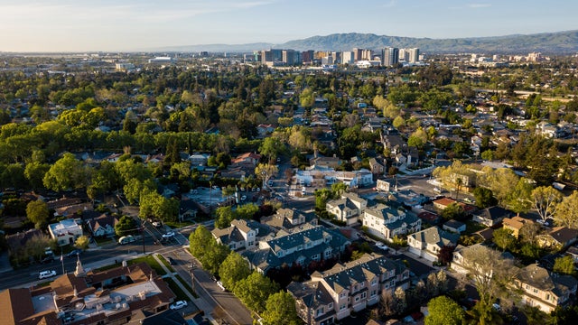 Aerial view of Silicon Valley in California 