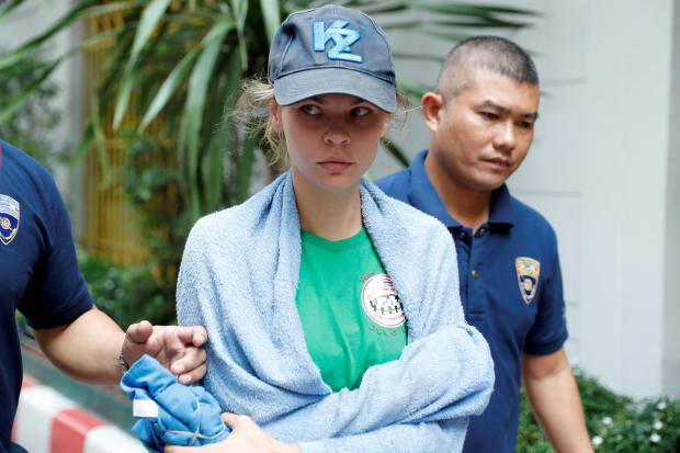 Anastasia Vashukevich, a Belarusian model and escort who caused a stir last year after she was arrested in Thailand and said she had evidence of Russian interference in the 2016 U.S. presidential election, is pictured at an Immigration detention center be 