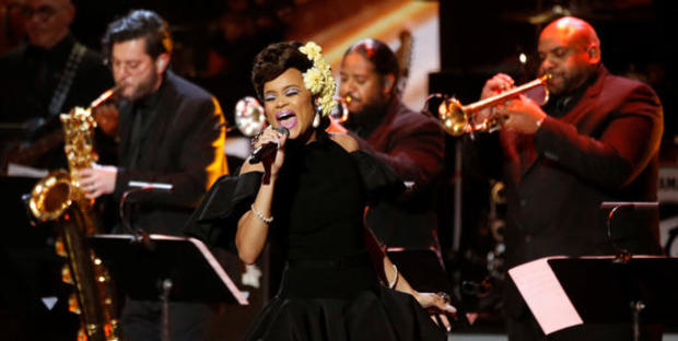 Singer Day performs a medley during the taping of "Aretha! A Grammy Celebration For The Queen Of Soul" at the Shrine Auditorium in Los Angeles 
