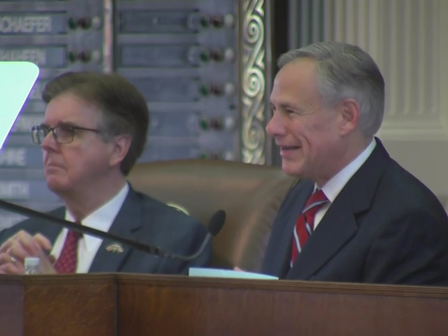 Lt. Gov. Dan Patrick and Gov. Greg Abbott 