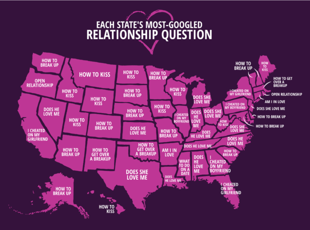 Most Googled Relationship Questions Map 