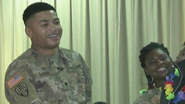 Soldier Surprises Kids At School 