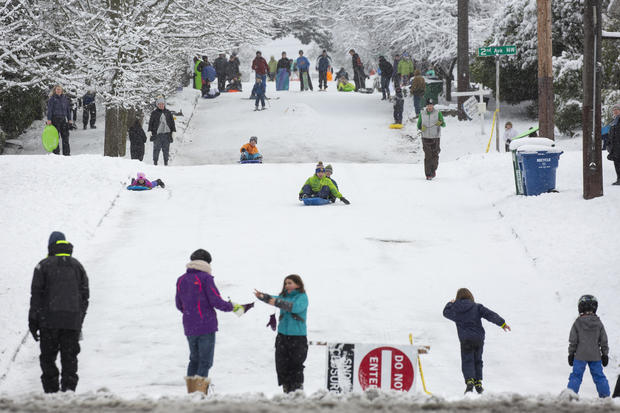 Large Winter Storm Brings Snow To Seattle 