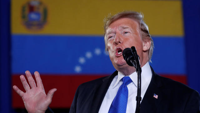 Trump speaks about the crisis in Venezuela during a visit to Miami 