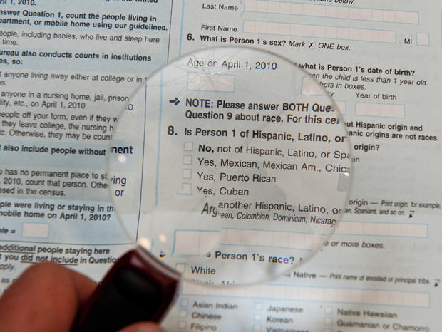 The official US Census form,  pictured o 