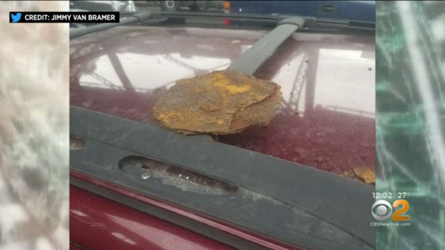 Debris From Subway Hits Car In Queens 