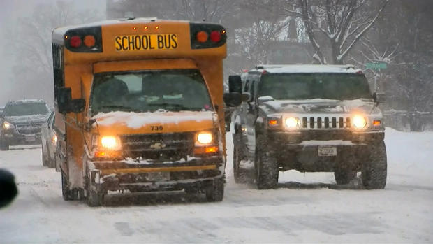 School Bus In Snow 