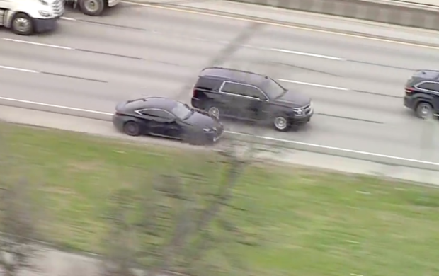 Black Lexus being chased by Dallas Police 