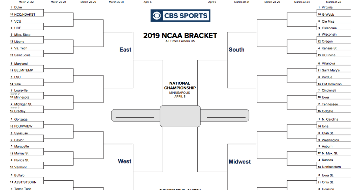 Printable NCAA bracket: Full 2023 March Madness field