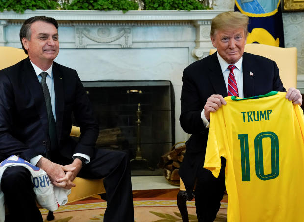 U.S. President Trump meets with Brazilian President Bolsonaro at the White House in Washington 