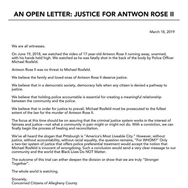 OPEN LETTER ANTWON ROSE 